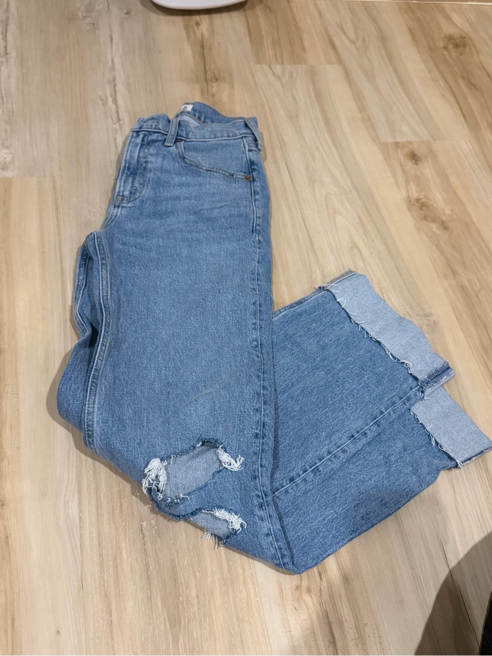 Abercrombie & Fitch Light Blue Distressed Boyfriend Jeans